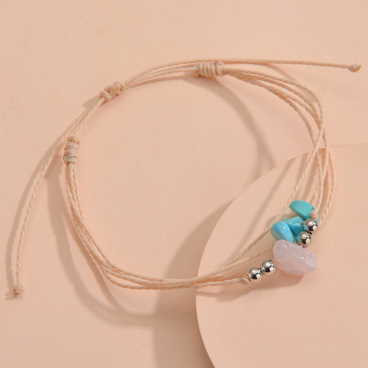 Beaded Mint Green Layered Design Anklet