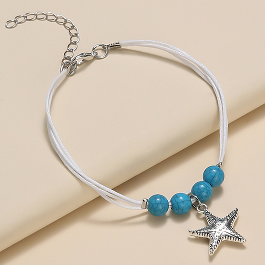 Beaded Layered Starfish Mint Green Anklet