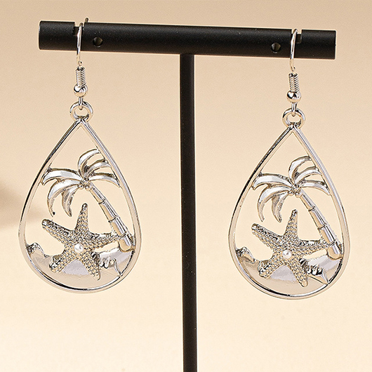 Starfish Design Silvery White Alloy Earrings