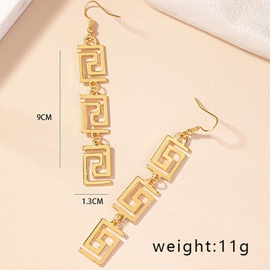Geometric Hollow Design Gold Alloy Earrings