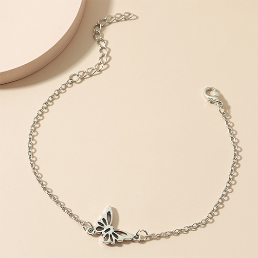Cutout Butterfly Design Alloy Silver Anklet