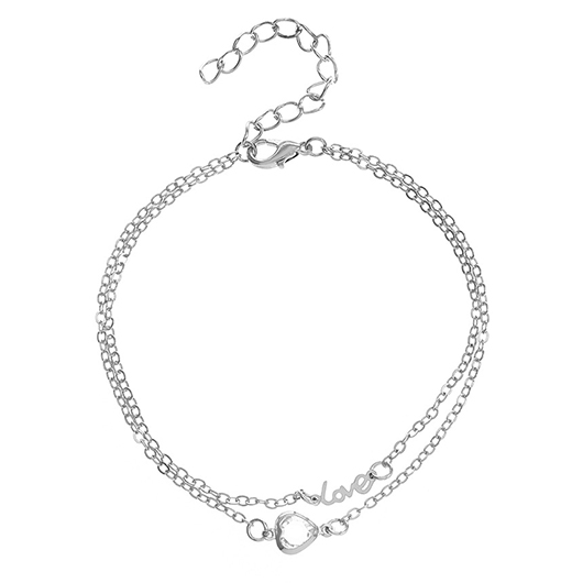 Layered Design Silvery White Alloy Anklet