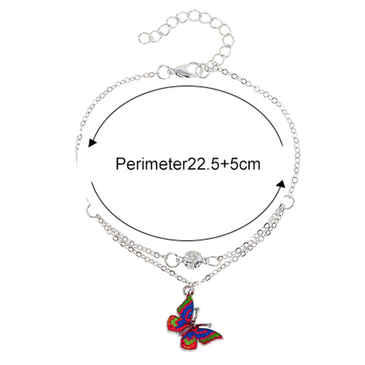 Silver Layered Design Butterfly Alloy Anklet