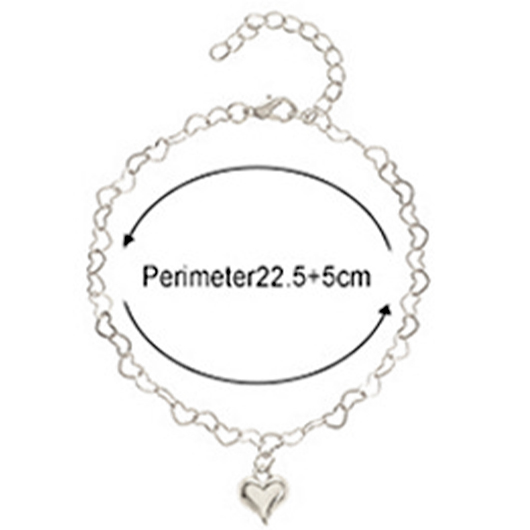 Geometric Silvery White Heart Alloy Anklet