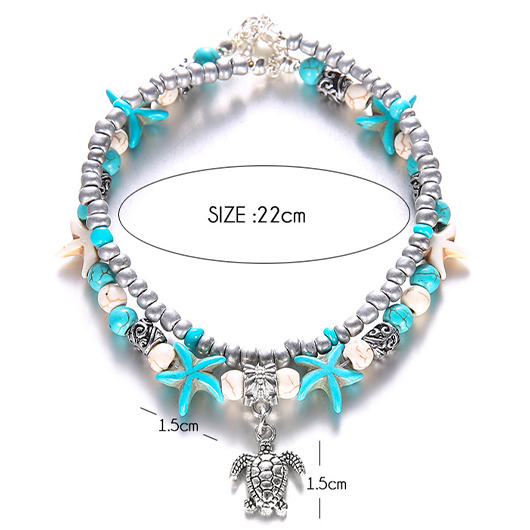 Mint Green Layered Turtle Alloy Anklet