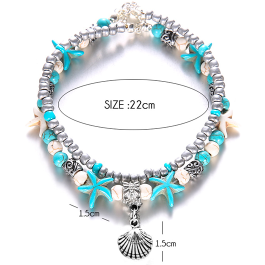Layered Mint Green Shell Alloy Anklet