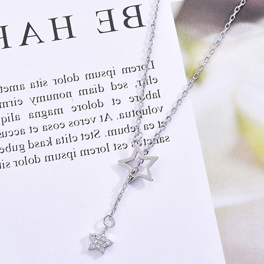 Geometric Silvery White Star Alloy Necklace