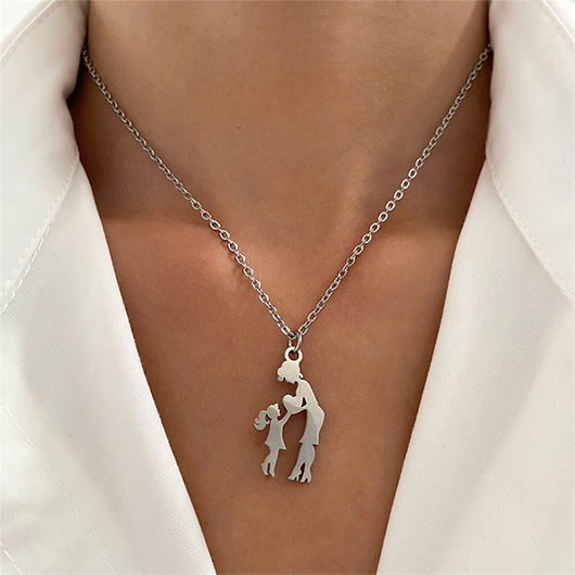 Mother's Day Silvery White Alloy Necklace