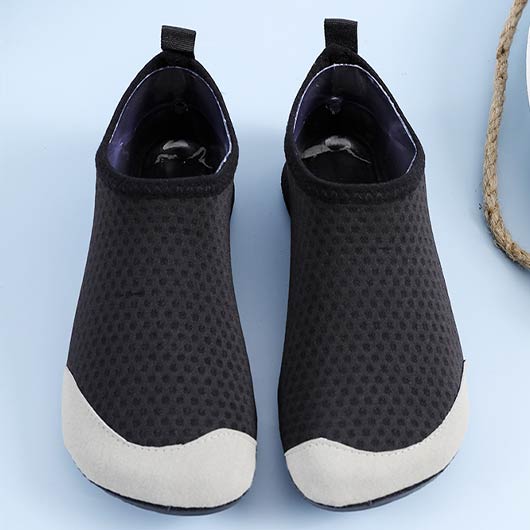Patchwork Black Rubber Waterproof Water Shoes