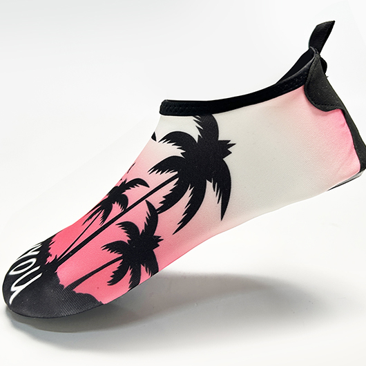 Tropical Plants Print Waterproof Pink Water Shoes