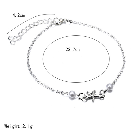 Starfish Silvery White Animal Alloy Anklet