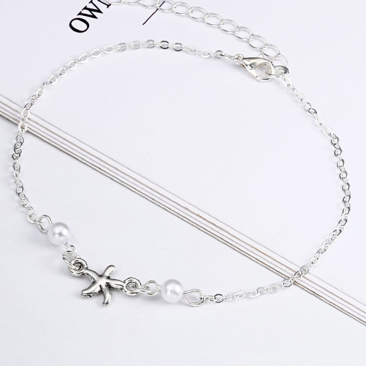 Starfish Silvery White Animal Alloy Anklet