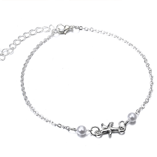 Starfish Silvery White Animal Alloy Anklet