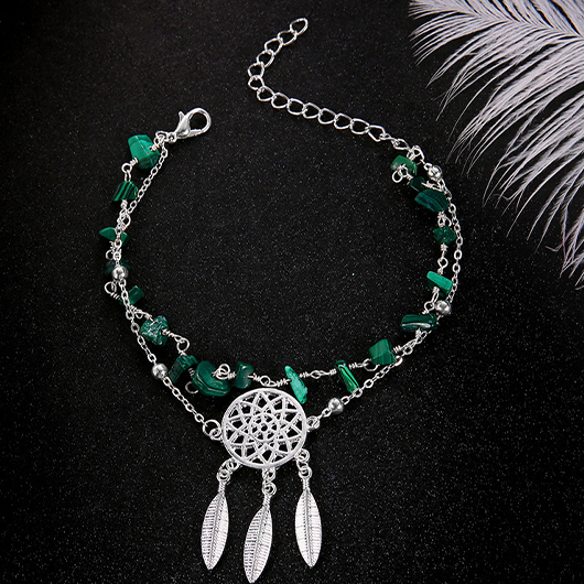 Hollow Silvery White Dreamcatcher Alloy Anklet