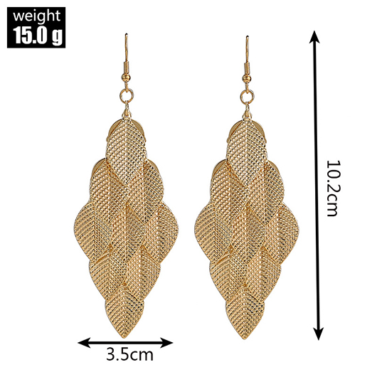 Gold Plant Leaf Layered Alloy Earrings