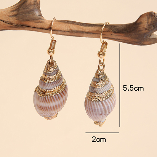 Conch Detail Gold Shell Alloy Earrings