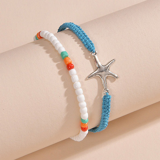 Starfish Mint Green Polyresin Anklets Set