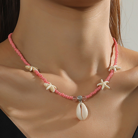 Sea Shell Polyresin Dusty Pink Necklace
