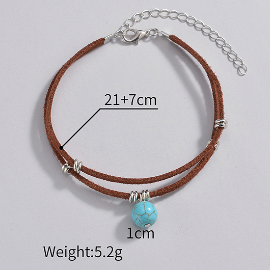 Round Layered Detail Mint Green Anklet