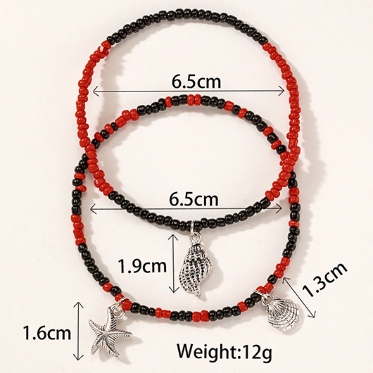 Black Conch Starfish Beaded Shell Anklets