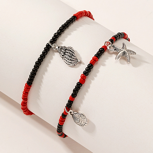 Black Conch Starfish Beaded Shell Anklets