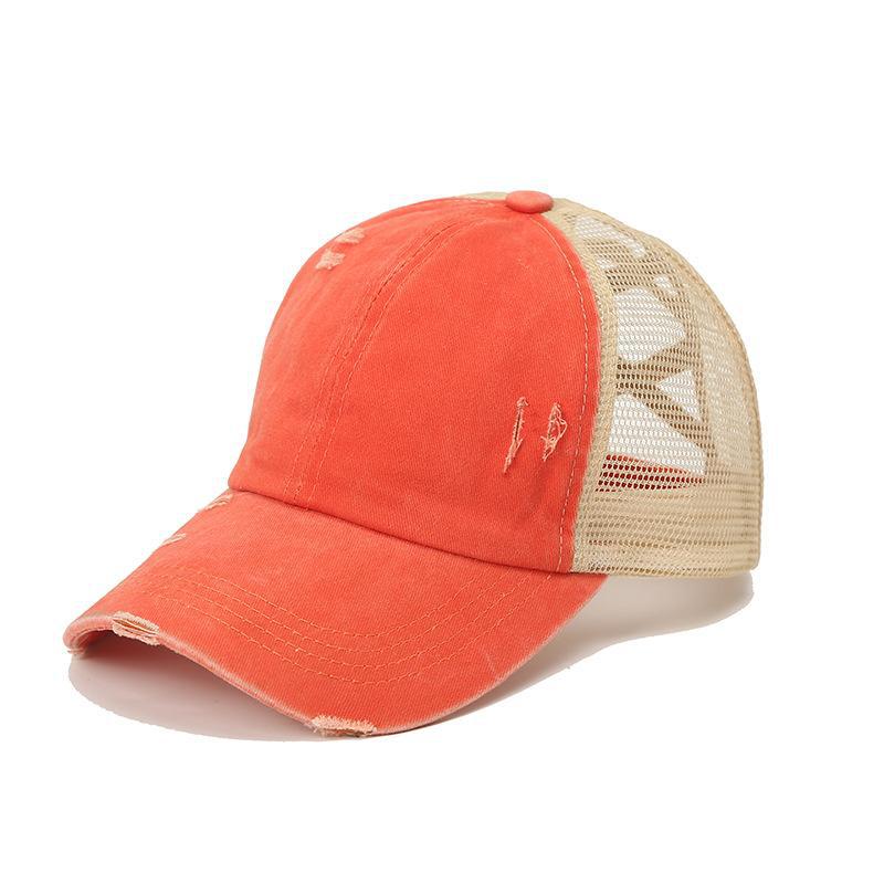 Mesh Patchwork Design Orange Baseball Cap