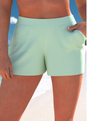 Plus Size Light Green Geometric Print Tie Tankini Set