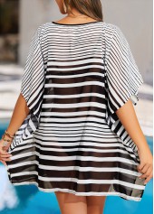 Split Striped Asymmetry Black Cover Up