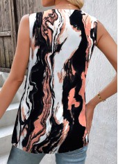 Patchwork Navy Sleeveless V Neck Tank Top