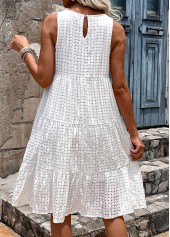 Breathable White Sleeveless Round Neck Dress