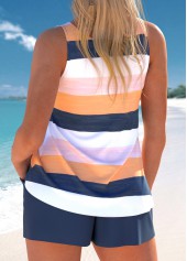 Striped Cut Out Multi Color Tankini Set