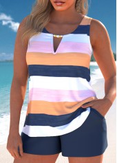 Striped Cut Out Multi Color Tankini Set