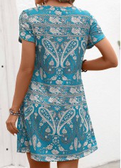 Tribal Print Mint Green Round Neck Dress