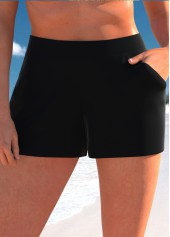 Pocket High Waisted Black Beach Shorts
