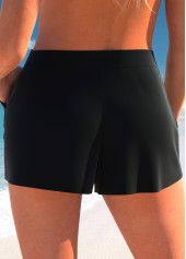 Pocket High Waisted Black Beach Shorts
