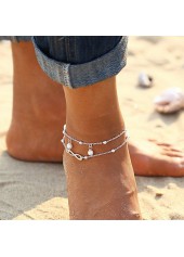 Silvery White Layered Pearl Alloy Anklet