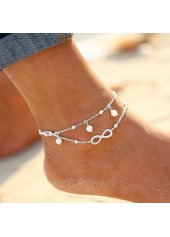 Silvery White Layered Pearl Alloy Anklet