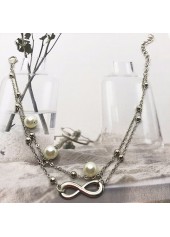 Silvery White Layered Pearl Alloy Anklet