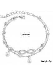 Silvery White Layered Pearl Alloy Anklet