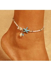 Starfish Beaded Mint Green Alloy Anklet