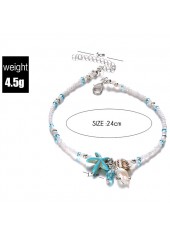 Starfish Beaded Mint Green Alloy Anklet