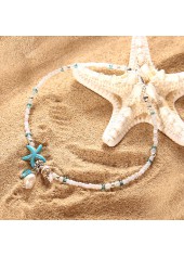 Starfish Beaded Mint Green Alloy Anklet