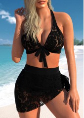 Tie Side Lace Black Bikini Set