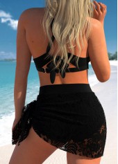 Tie Side Lace Black Bikini Set
