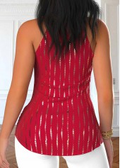 Geometric Print Wrap Red Sleeveless Halter Tank Top