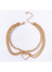 Heart Alloy Detail Multi-layer Gold Anklet