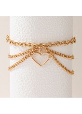 Heart Alloy Detail Multi-layer Gold Anklet