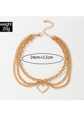 Heart Alloy Detail Multi-layer Gold Anklet