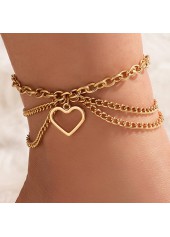 Heart Alloy Detail Multi-layer Gold Anklet