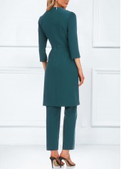 Pocket Turquoise Ankle Length Split Neck Jumpsuit and Cardigan